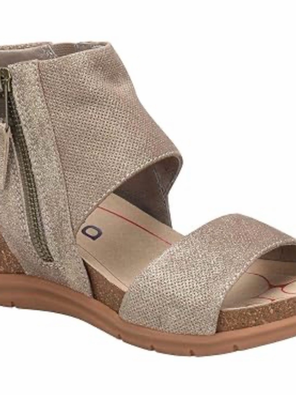 Bionica Metallic Taupe Open-Toe Wedge Sandal